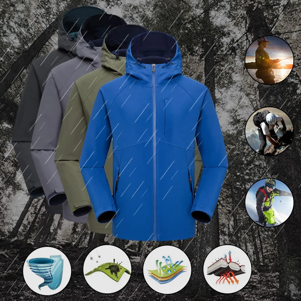 

Outdoor Jacket Men Winter Hooded Softshell Windproof waterproof Jackets Soft Coat Shell softshell jacket Hiking Clothes Overcoat
