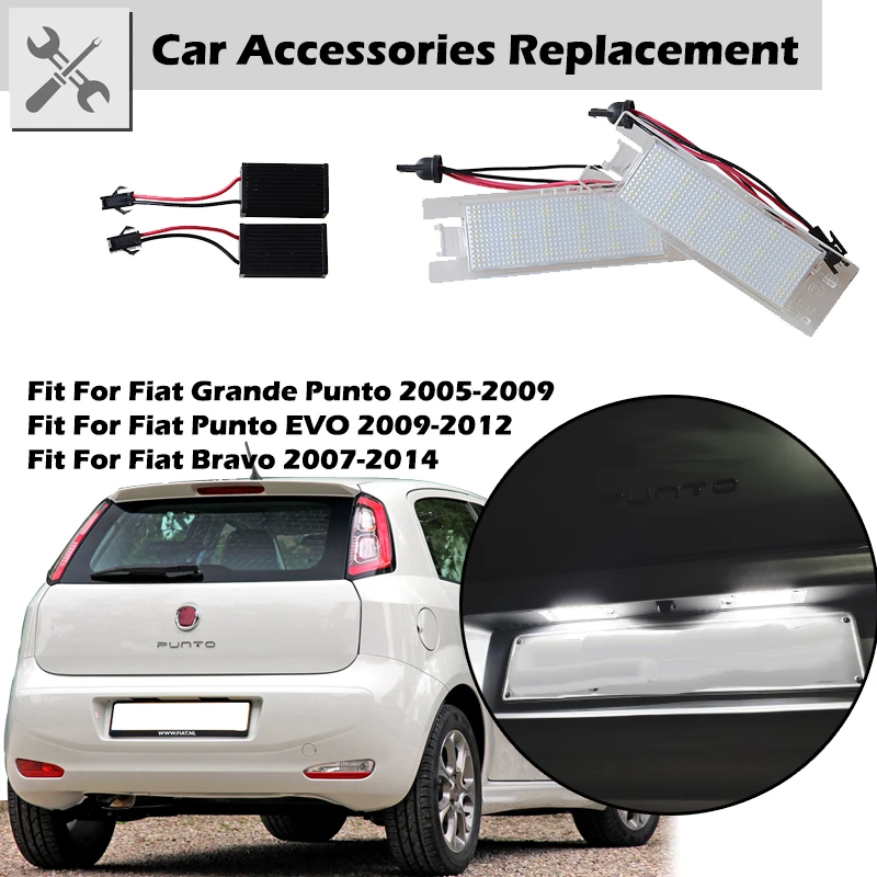 Lámpara de matrícula trasera para coche, montaje de luz Canbus compatible con Fiat Punto 2005 Punto EVO 2009 2012, accesorios Bravo|Lámpara de señalización| - AliExpress