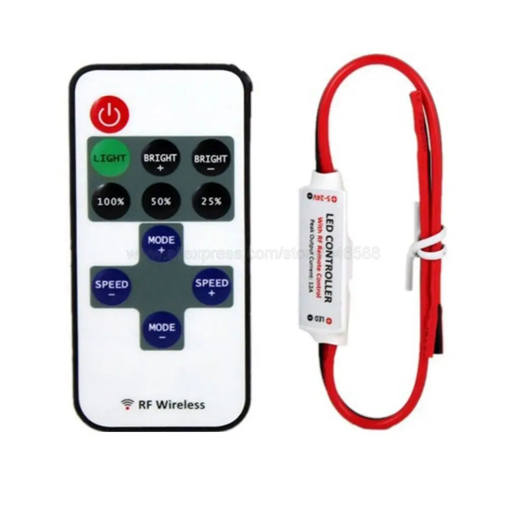 Мини DC 12V 24V 6A LED диммер управления ler RF беспроводной пульт дистанционного