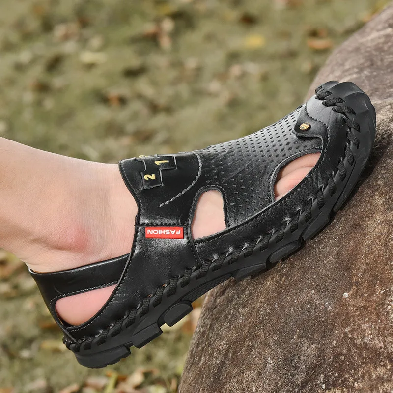 Kwadrant Een nacht Mechanica Sandals Men Leather Unisex Sandals Sandale Ete Homme 2020 Men Blade  Breathable Sneakers For Sandalen Herren Branded Shoes|Slippers| - AliExpress
