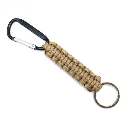 Style 1 Khaki Брелок из Паракорда с карабином военный Плетеный шнурок брелок для ключей для выживания EDC Паракорд кольцо крючок зажим для наружного кемпинга - Цвет: Style 1 Khaki