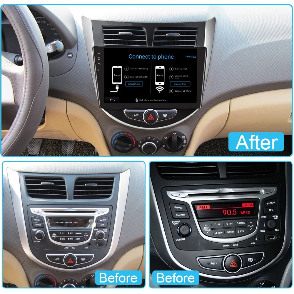 Автомагнитола Eunavi TDA7851 2 din 9 дюймов Android 8 1 GPS навигация стерео видео для Solaris Verna Accent