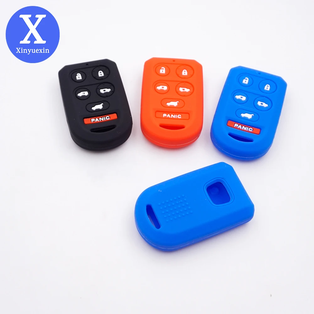 

Xinyuexin 6 Buttons Silicone Remote Car Holder Keychain Key Cover Case for Honda Odyssey 2010 EX-L Pilot Keyless Accessories Fob