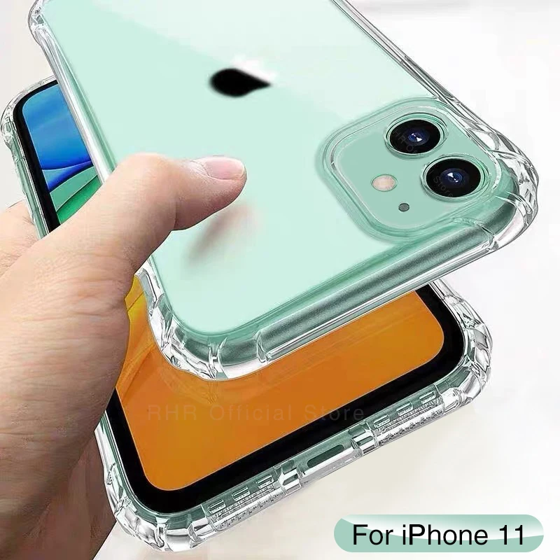 Прозрачный противоударный силиконовый чехол для iPhone 11 pro x xs max xr 6 6S 7 8 Plus SE 2020 360