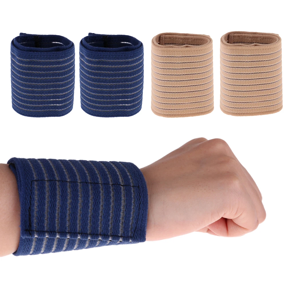 2 Pairs Compression Sleeve Support Elastic Bandage Straps Brace Wrist Protector Pad