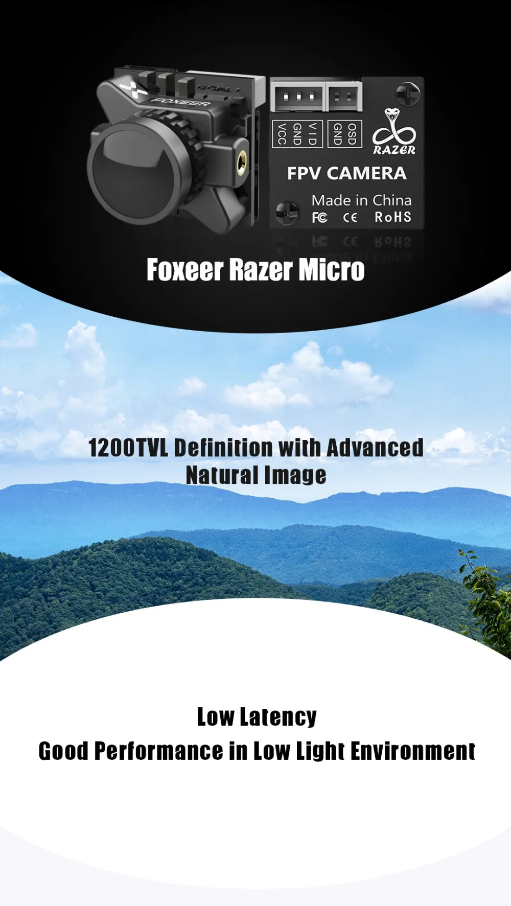 Foxeer razer Micro HD 5MP 1,8 мм M8 1200TVL 4:3/16:9 NTSC/PAL переключаемый с OSD 4,5-25 V естественное изображение FPV гоночный Дрон