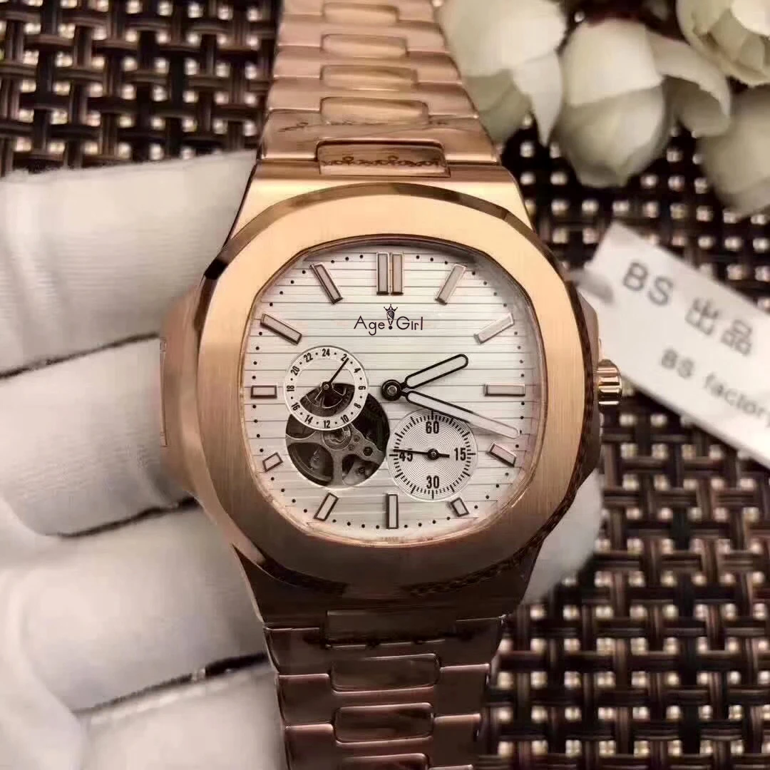  Famous Brand New Automatic Mechanical Men Watch Sapphire Rose Gold Tourbillions Watches Silver Blac