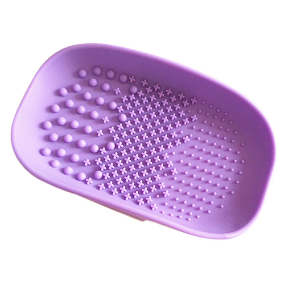 purple 4 цвета прочная гелевая доска силиконовая присоска щеточка для очищения косметика, красота, инструменты щетка для очистки промывки коврик для чистки - Цвет: purple
