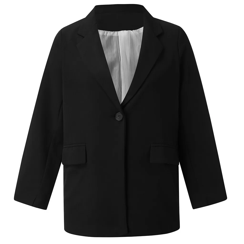 Женский блейзер, длинный рукав блейзеры, однотонное пальто на одной пуговице, тонкий женский офисный жакет, Женский Топ, костюм, Блейзер, женские куртки# J30
