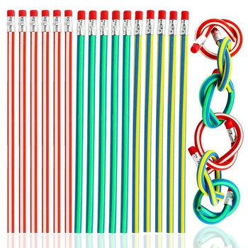 

1pcs Magic Bendy Flexible Stripe Pen Soft Pencil With Eraser Kids Toys Gift