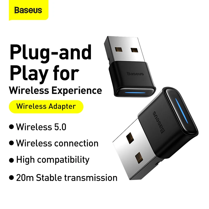 Baseus Ba04 Usb Bluetooth 5.0 Adapter Music Audio Receiver Transmitter For  Pc Laptop Speaker Wireless Mouse Bluetooth Dongle - Wireless Adapter -  AliExpress