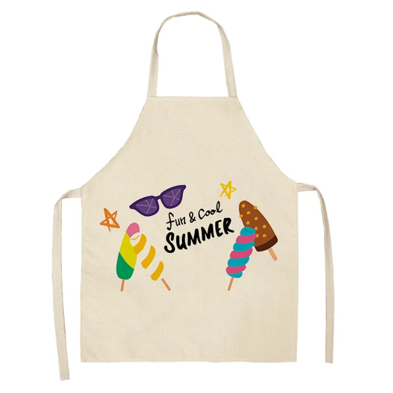 Summer Women Men Kitchen Aprons Housewife Apron Waterproof Cooking oil-proof Cotton Linen Home Antifouling Chef 68*55 0066