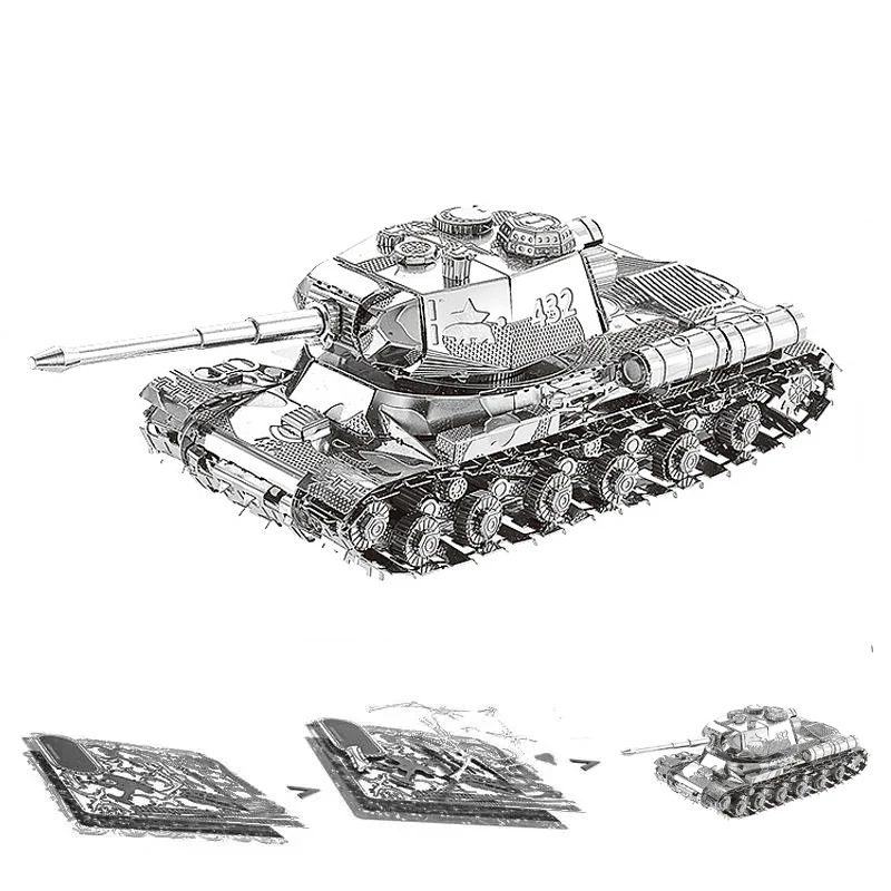 

JS-2 Tiger Chieftain Tank 3D Metal Puzzle Model kits DIY Laser Cut Assemble Jigsaw Toy Desktop decoration GIFT For children