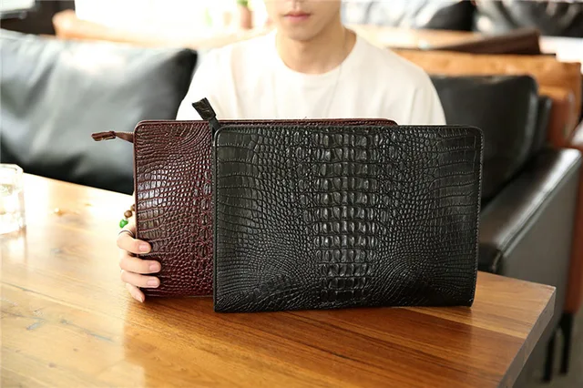 Luxury Crocodile Pattern Men Clutch Bags Brand Designer Business Bag iPad  Handbags Fashion Soft Leather Envelope Bag Male Wallet - AliExpress