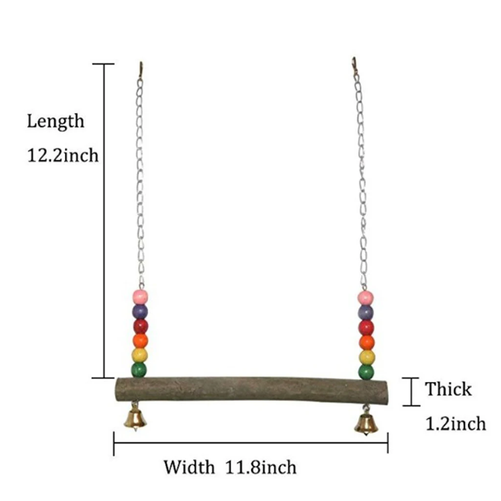 Chicken Swing Wooden Chicken Toys Bird Chicken Stand Perch Chewing Toy with Bells for Bird Parrot Pet Trainning Bird Cage Toys