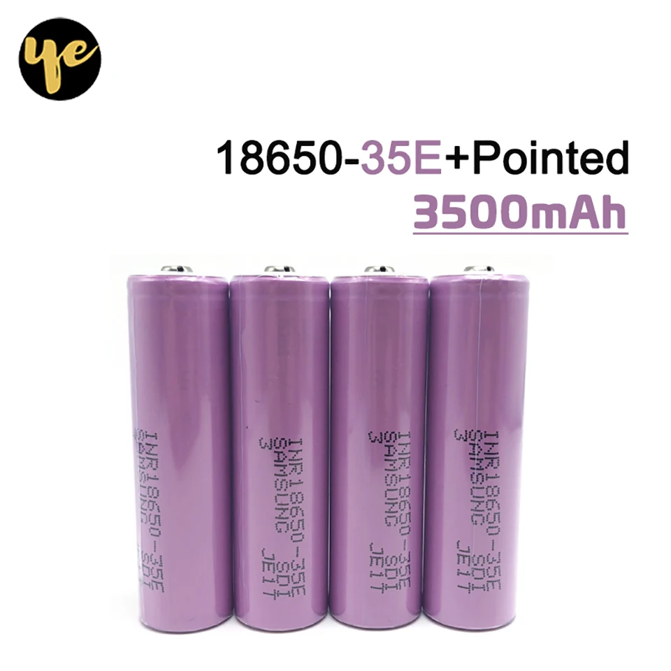 4 шт 18650 35e для samsung 3500mAh 10A разрядная батарея li-ion 3,7 v 18650 аккумуляторная батарея с заостренным для светодиодного фонарика