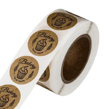 

500pcs Round Natural Kraft Handmade Stickers scrapbook for package adhesive thank you sticker seal labels stationery
