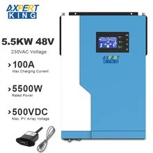Onduleur solaire hybride 5500W 100A MPPT, onde sinusoïdale Pure, hors tension, 6000W, entrée PV, 500vdc, sans batterie, fonctionne avec le WIFI
