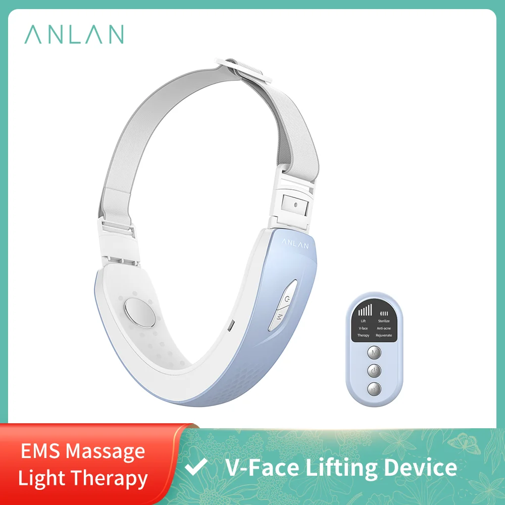 Lifting-Device Massage Photon-Light Face-Care V-Line-Up Chin ANLAN Blue EMS LED Red