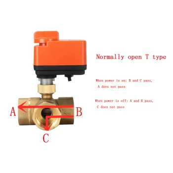 

3 way motorized ball valve electric ball valve Two line 3 way control AC220V DN15-DN40 Nomally open T type