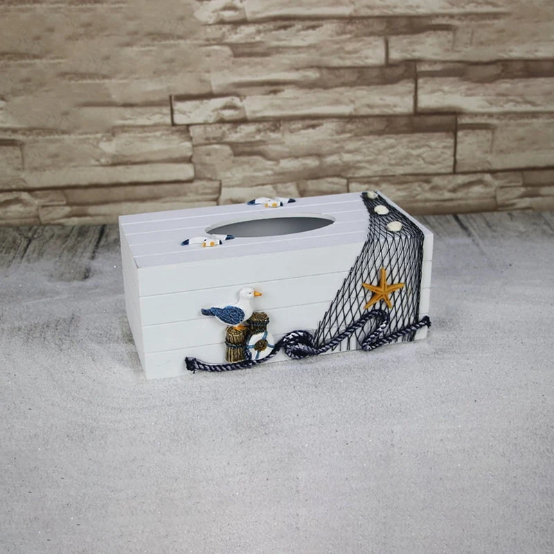 Средиземноморский стиль морской серии коробка для салфеток, бумажная коробка для полотенец, украшение дома, держатель для туалетной бумаги, деревянная коробка для салфеток