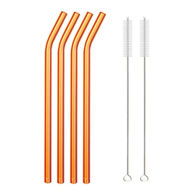 Colorful Reusable Glass Drinking Straws Set