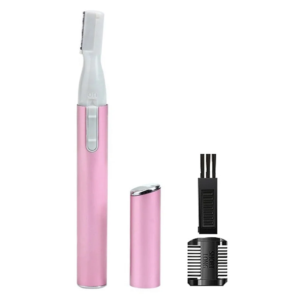 Алюминиевая трубка+ пластиковый триммер для бровей с электрическим питанием для инструментов для макияжа розовый черный портативный - Цвет: Pink