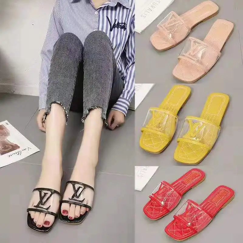 

summer shoes 2020 outside women slippers Strawberry slip-on round toe Transparent lady slides zapatillas mujer