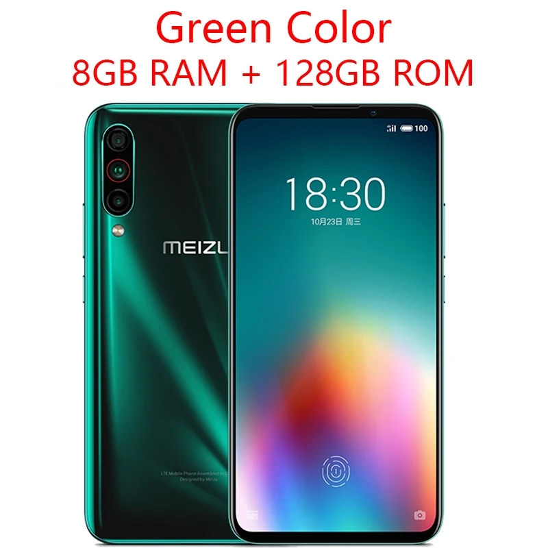 Meizu 16T VOLTE, 6G/8G ram, 128G/256G rom, Восьмиядерный процессор Snapdragon 855, FHD, 6,5 дюйма+ камера на мобильный экран, 3 тыловых камеры, телефон - Цвет: Green 8G 128G