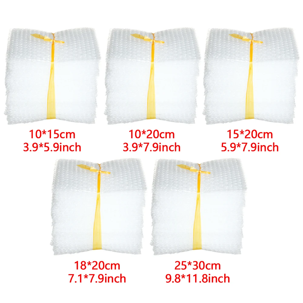 50Pcs 12 Sizes White Bubble Packing Bags Plastic Protective Wrap Envelope Clear Shockproof Bag Double Bubble Film Cushioning Bag Packing Pouches