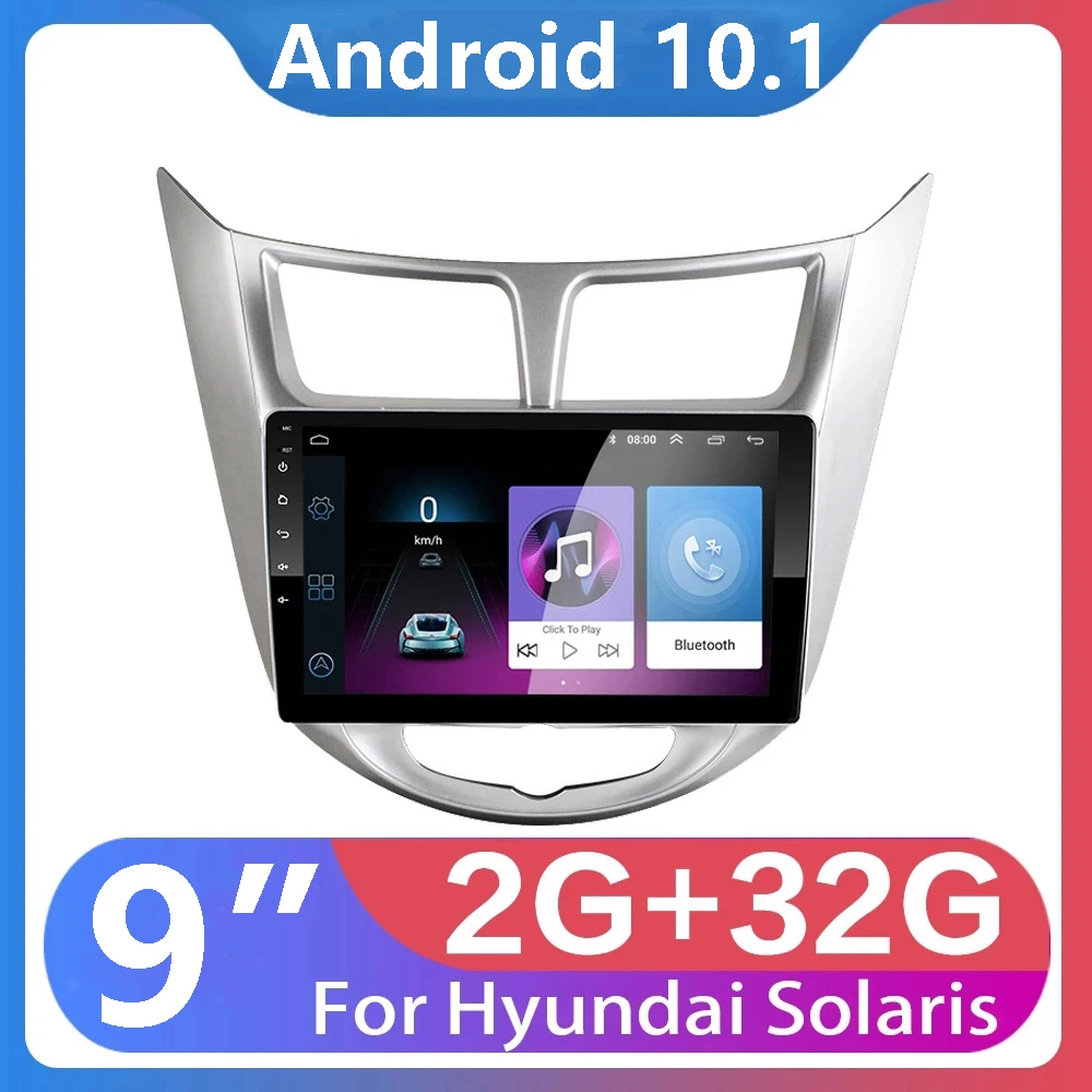 2 din Android 10 1 автомобильный DVD-плеер для Hyundai Solaris accent Verna 2010 2011-2016 радио рекордер Gps WIFI