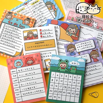 

50 Pcs/set Kawaii Memo Pad Cute Cartoon Girl Pattern Memo Sheets Office School Decoration Cute Stationary notepad To Do List