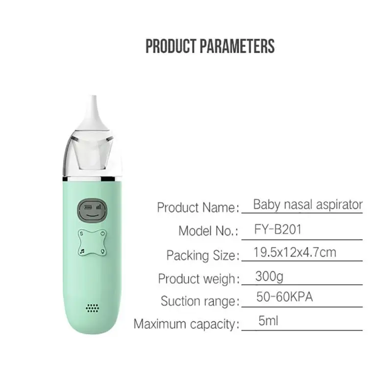 USB Nasal Aspirator Baby Electric Nasal Aspirator Newborn Baby Nose Cleaner  Safety Sanitation Nasal Dischenge Patency Tool 6