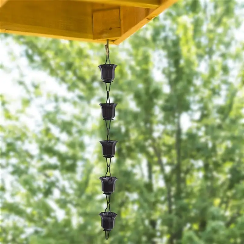 Rain Chain Decorative Bell Gutterchains Downspouts Lotus Downspout Umbrella Garden Iron Ornaments Hanging Chime Design Japanese