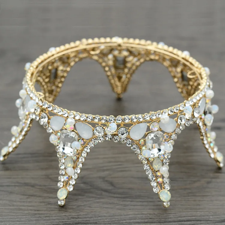 Свадебная круглая корона принцесса Хрустальная корона аксессуары для головы невесты Свадебные аксессуары для волос аксессуары для торта