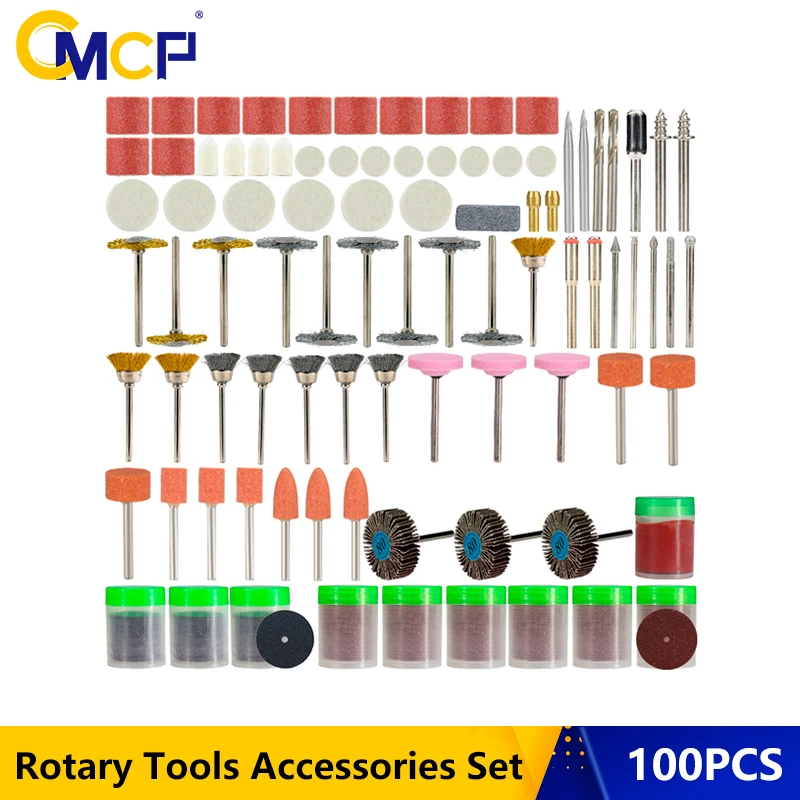 CMCP 100pcs Abrasive Rotary Tool Accessories Set Electric Mini Drill Bit Kit for Dremel Sanding Polishing Cutting Engraving | Инструменты