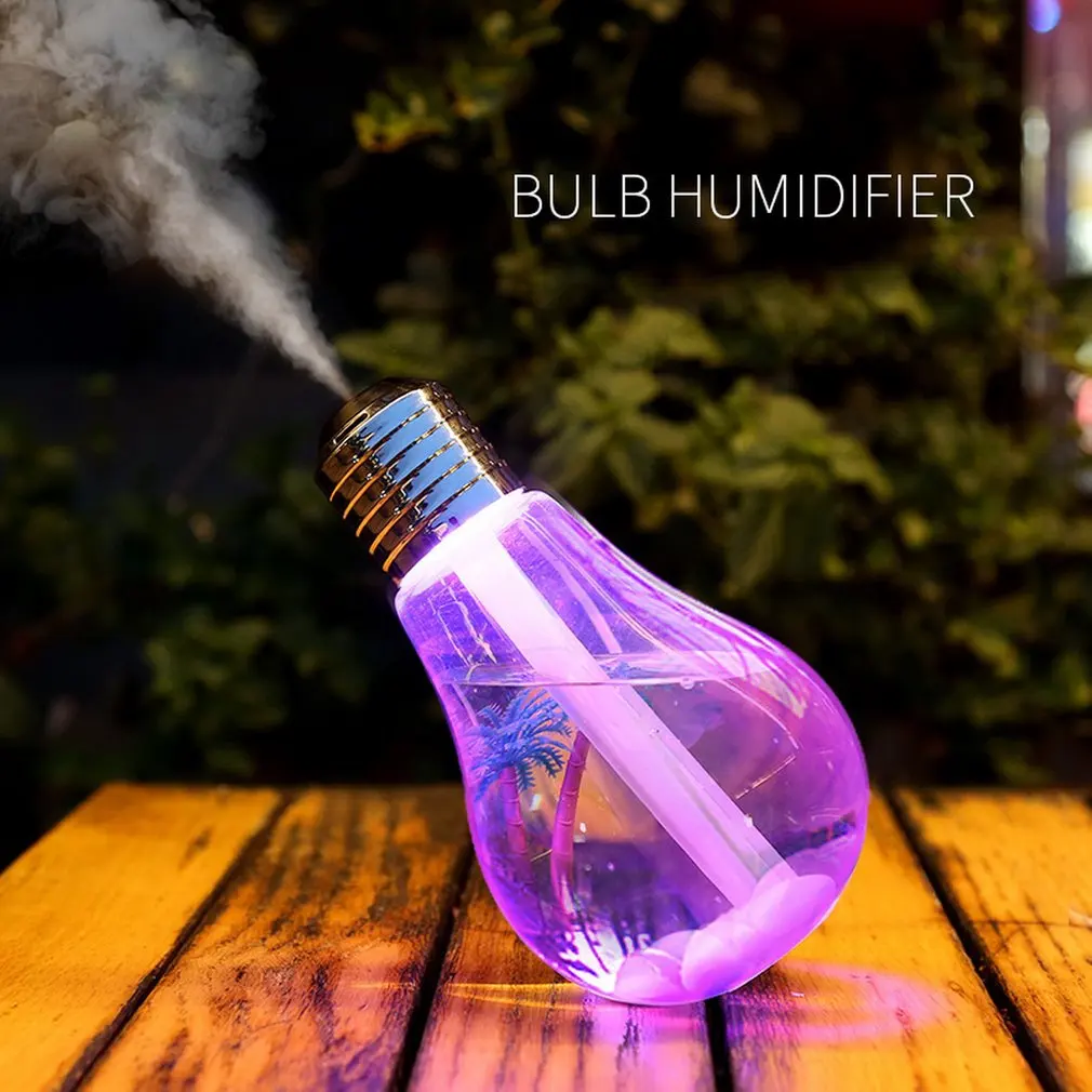

Bulb Humidifier 400ml USB Air Humidifier Colorful LED Night Lamp Essential Oil Diffuser for Home Office