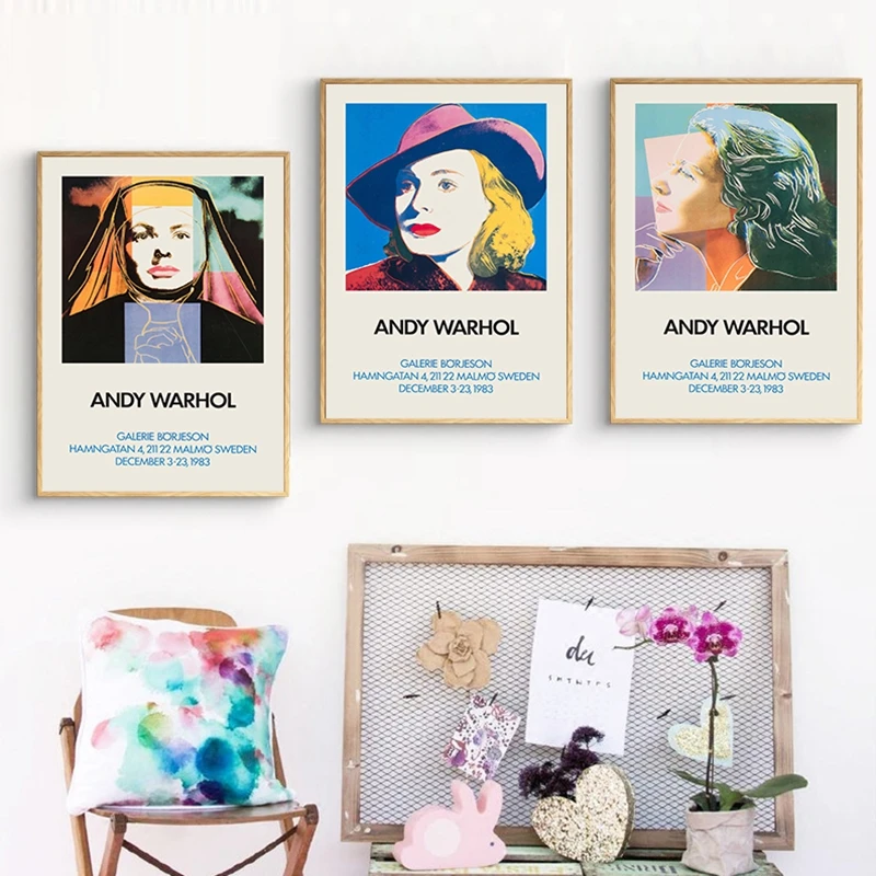 

Винтажный постер на холсте для изобразительного искусства, постеры для выставки Энди Уорхол, галерея, настенная печать, живопись, современное искусство, декоративная картина