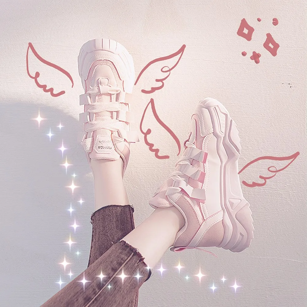 

Pink Sweet Girl Lolita Sneakers Girls 2021 Spring Autumn New Japanese Cute Sports Board Shoes Anime Cosplay Casual Fashion Cute