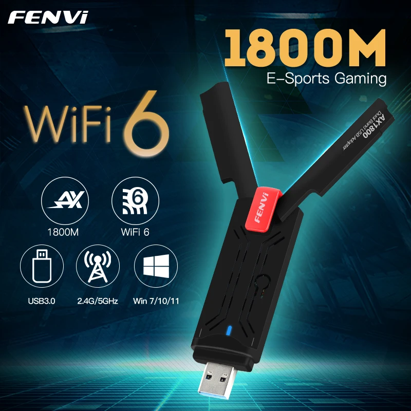 Fenvi Wifi Adaptador Usb Banda Dupla Ax1800 2.4g 5ghz sem Fio Wi-fi Dongle Placa de Rede Usb 3.0 Wifi6 Adaptador para Windows 10 11 Placas de rede - Imagem 2