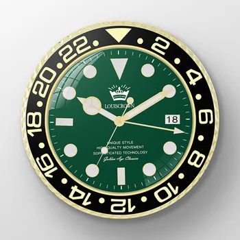 

Nordic wall clock alarm clock date temperature automatic backlight desktop home decoration shelf Green Water Ghost wall clock