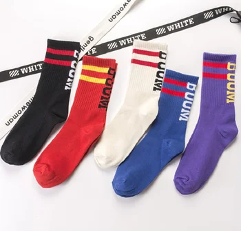 

Autumn tide socks new letters BOOM two bars long tube couple socks cotton sports tide socks unsexsocks