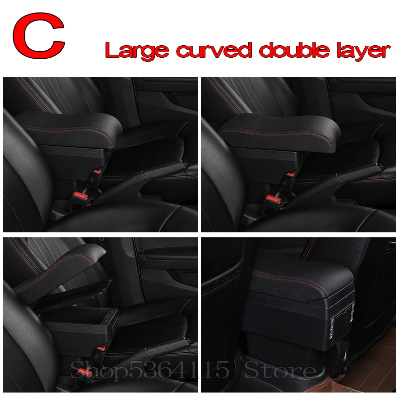 Для Toyota fj cruiser подлокотник коробка зарядка через usb повысить двойной слой центральный магазин содержание Подстаканник Пепельница аксессуары - Название цвета: Black red line
