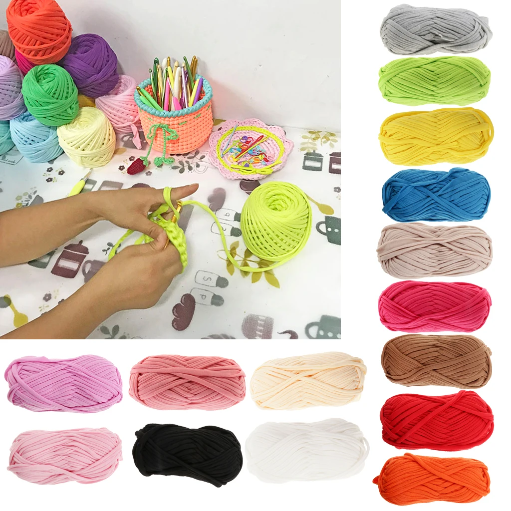 1 Skein 100g Elastic Knitting Soft Polyester Fabric Yarn DIY Knitting for Hat Bags Toy Carpet Handmaking