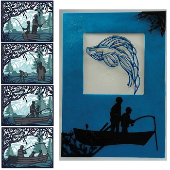 

Father&Son Fishing Metal Cutting Dies Fishing Scene Dies Cuts For Card Making 2020