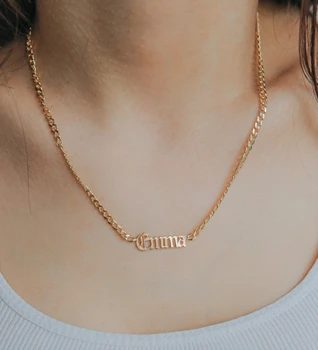 

Pretty Custom Name Necklace For Women Stainless Steel Old English Necklace Gold Chain Choker Nameplate Necklace Boho Bff Jewelry