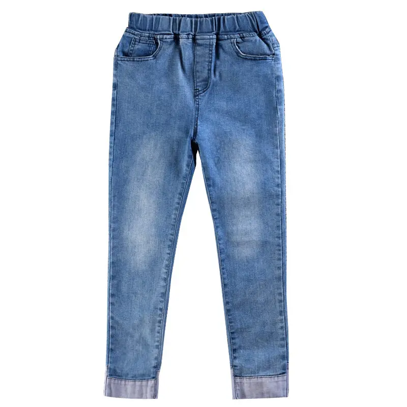 Обтягивающие джинсы для девочек, коллекция года, весенние джинсы джинсовые штаны для девочек детские джинсы 5, 7, 9, 11, 13 лет повседневные костюмы для девочек-подростков - Цвет: Синий