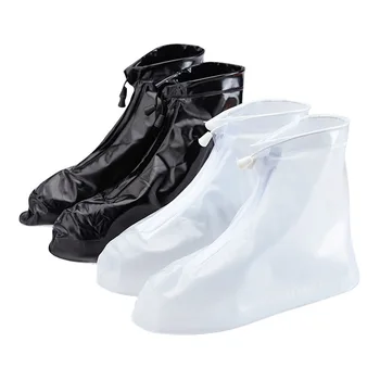 

1pair Waterproof Protector Shoes Boot Cover Unisex Zipper Rain Shoe Covers High-Top Anti-Slip Rain Shoes Cases