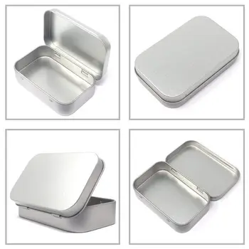 

New 24 Pack Metal Rectangular Empty Hinged Tins Box Containers Mini Portable Box Small Storage Kit,Home Organizer,3.75 by 2.45 b