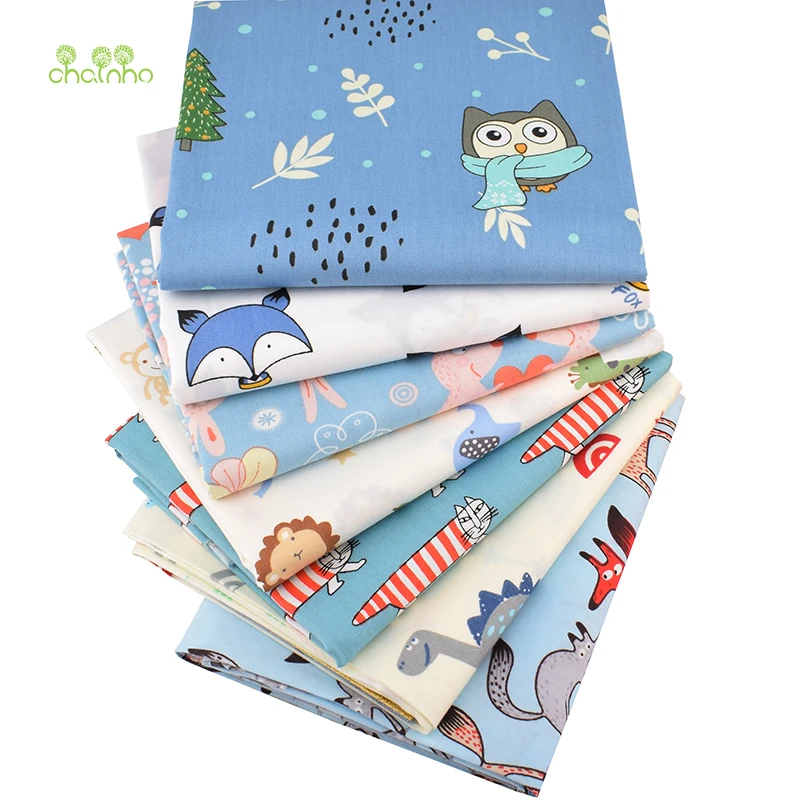 

Chainho,Animal Paradise Series,Blue,Printed Twill Cotton Fabric, For DIY Sewing Quilting Baby &Children's Bedclothes Material